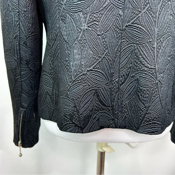 HOBBS Marilyn Anselm Black Textured Jacquard Zip Front Jacket Women’s Size 10 - Picture 5 of 13